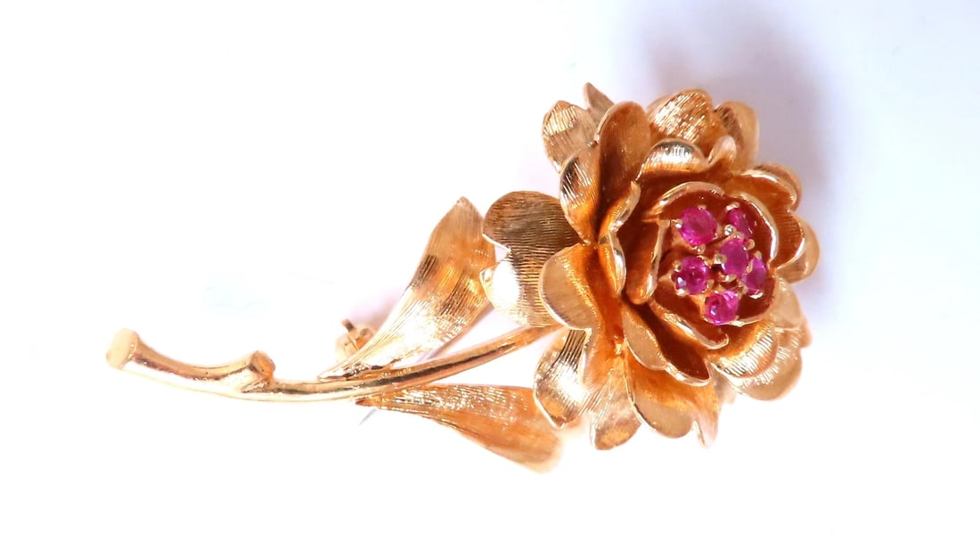 Vintage Revisit 0.30ct Natural Ruby Diamond Brooch Pin 3D Still Life 12552** - 2