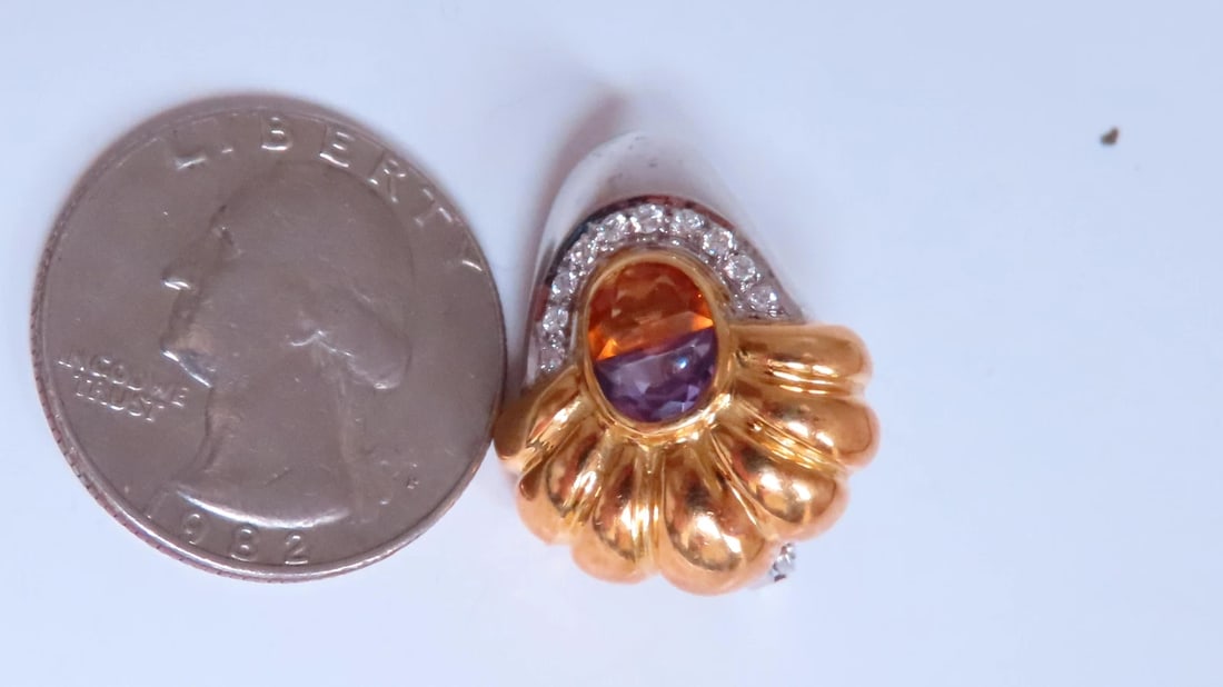 Citrine Amethyst Clip Earrings 18kt 12530** - 3
