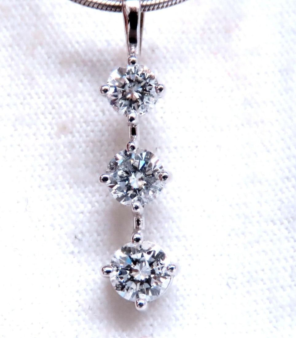 Three Drop Natural Diamonds Pendant Necklace 14kt 12517** (1 of 5)