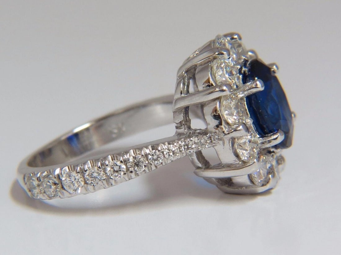 GIA 3.67CT Natural Vivid Royal Blue Diamonds Ring Cluster 18KT Gold 12212 *v - 7