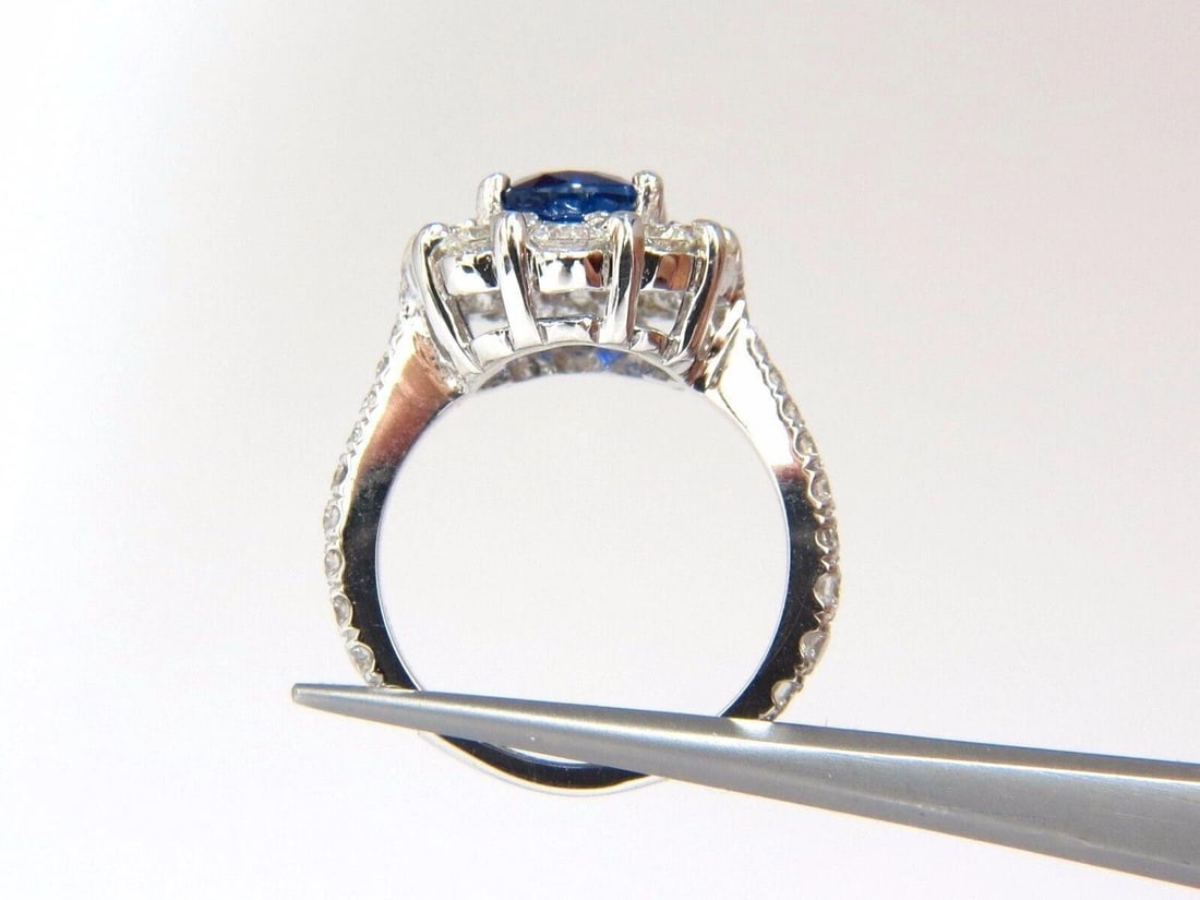 GIA 3.67CT Natural Vivid Royal Blue Diamonds Ring Cluster 18KT Gold 12212 *v - 8