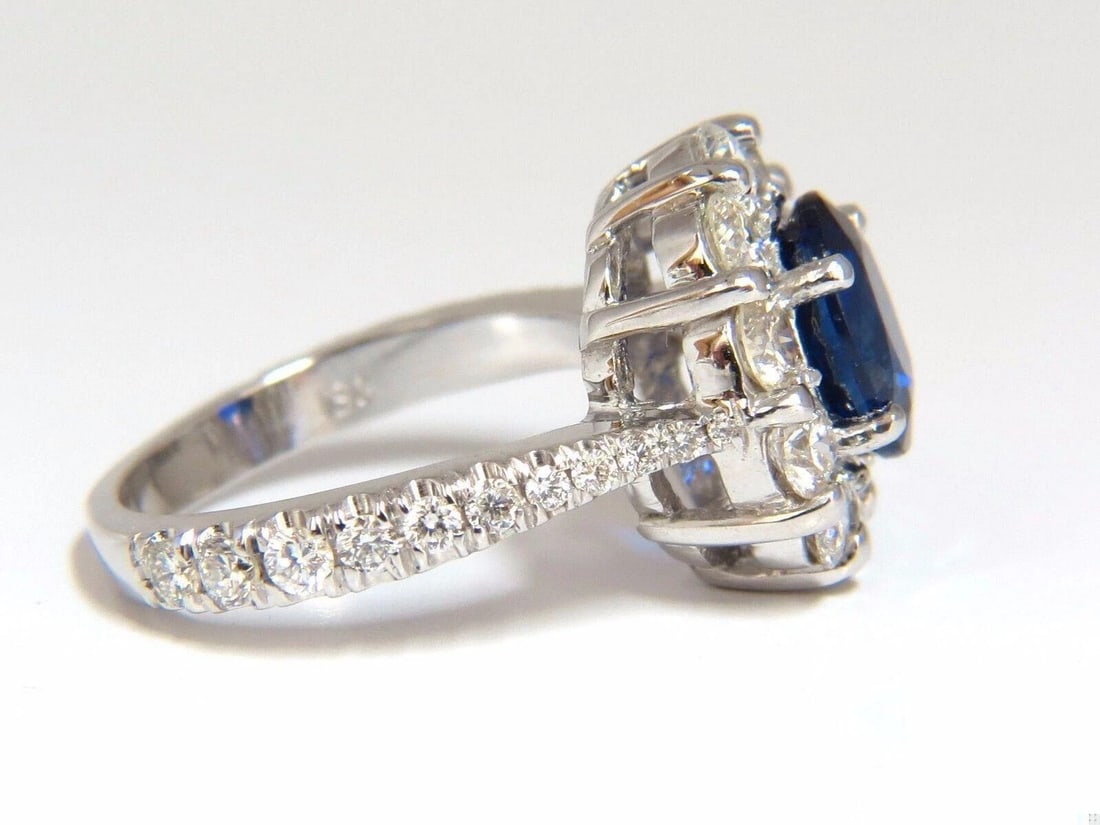 GIA 3.67CT Natural Vivid Royal Blue Diamonds Ring Cluster 18KT Gold 12212 *v - 9