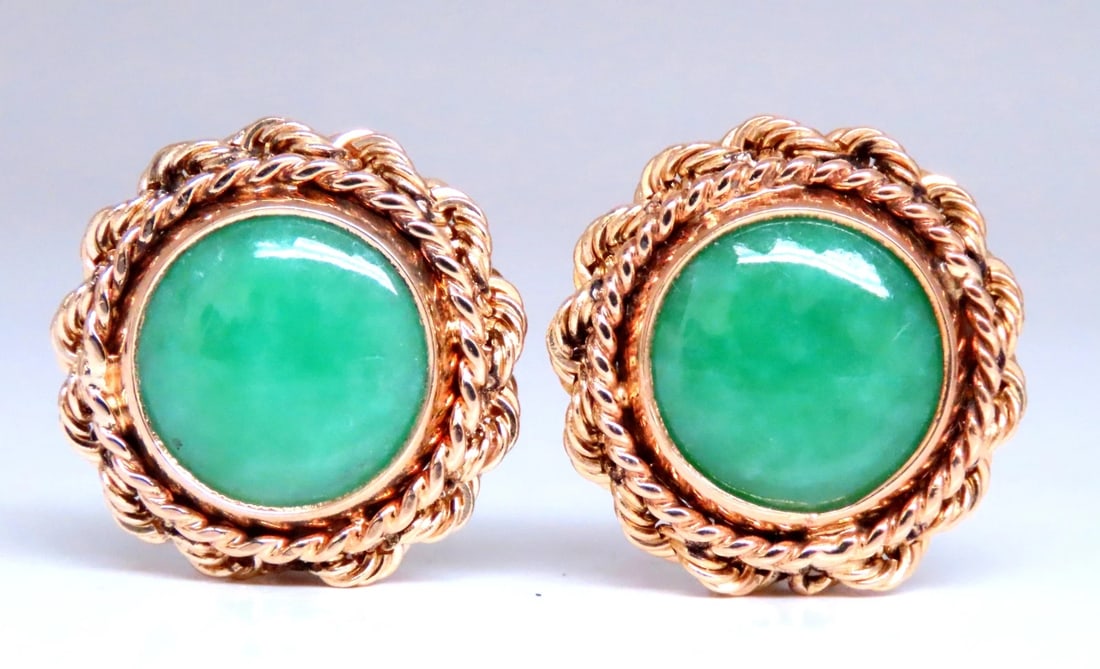American Jade Rope Twist Federalist Clip Earrings 14kt 12506** (1 of 5)