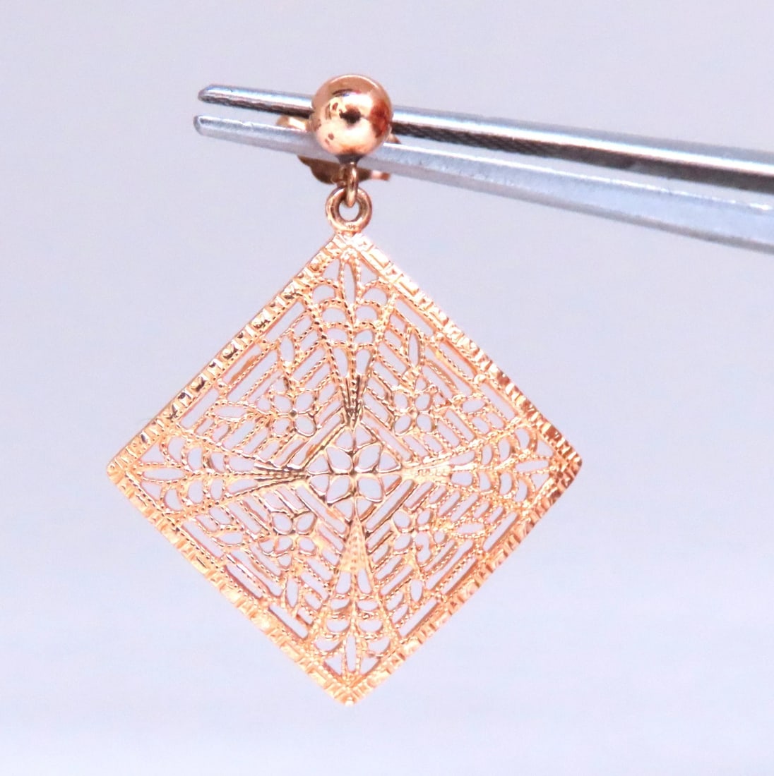 Square Web Dangle Gold Earrings 14kt 12505** - 3