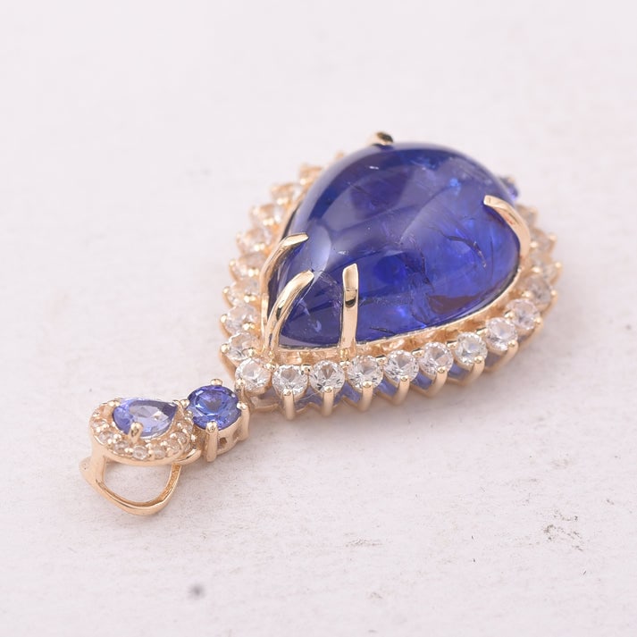 15.28 Ct Pear Tanzanite 9K Gold Pendant - 3