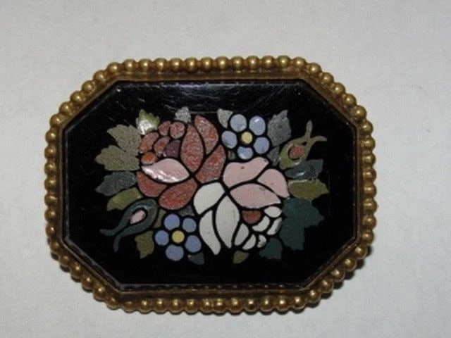 Victorian Pietra Dura Pin - 2