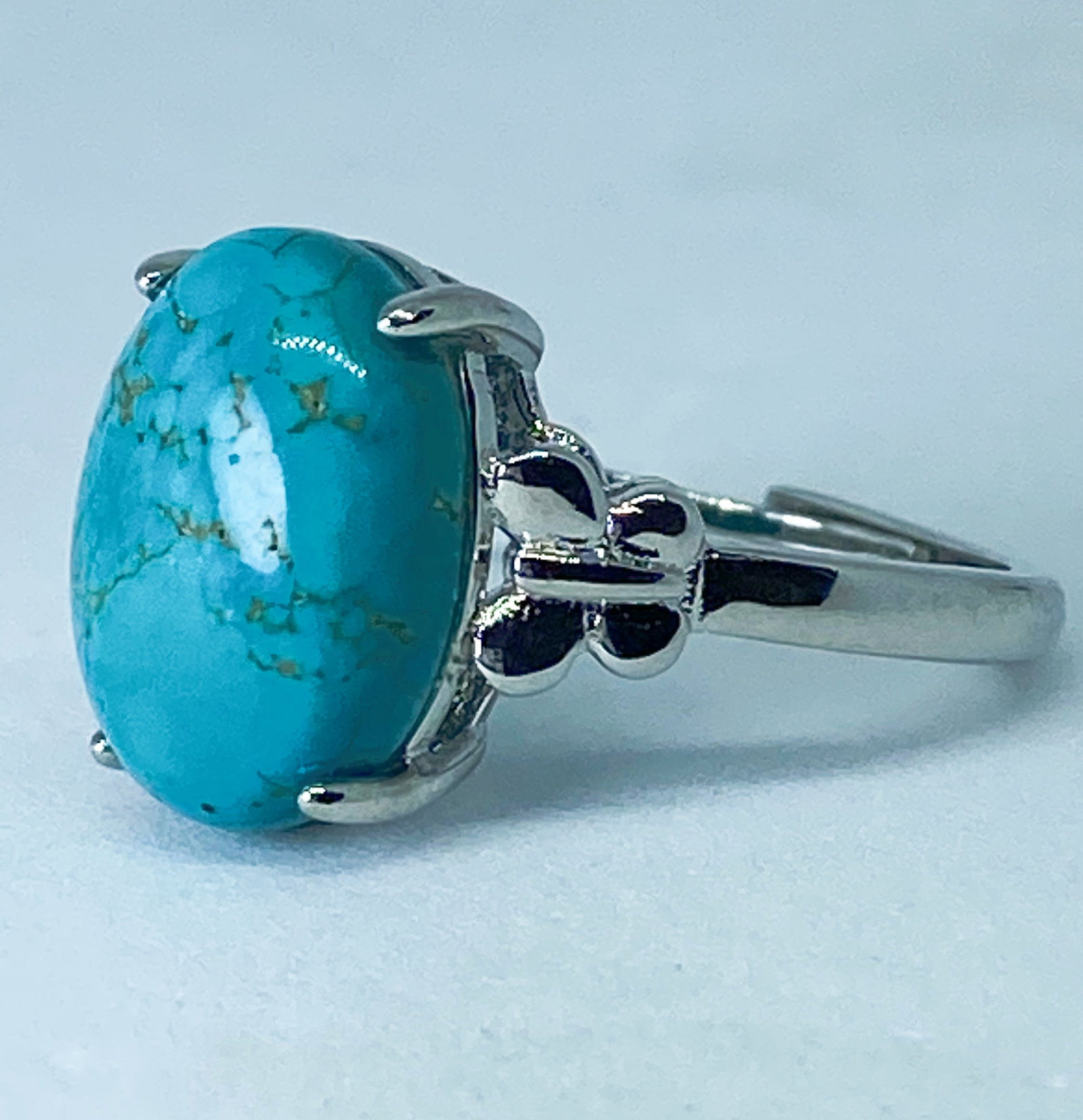 Gemstone Arizona Kingman Gold Web Turquoise silver ring - 3