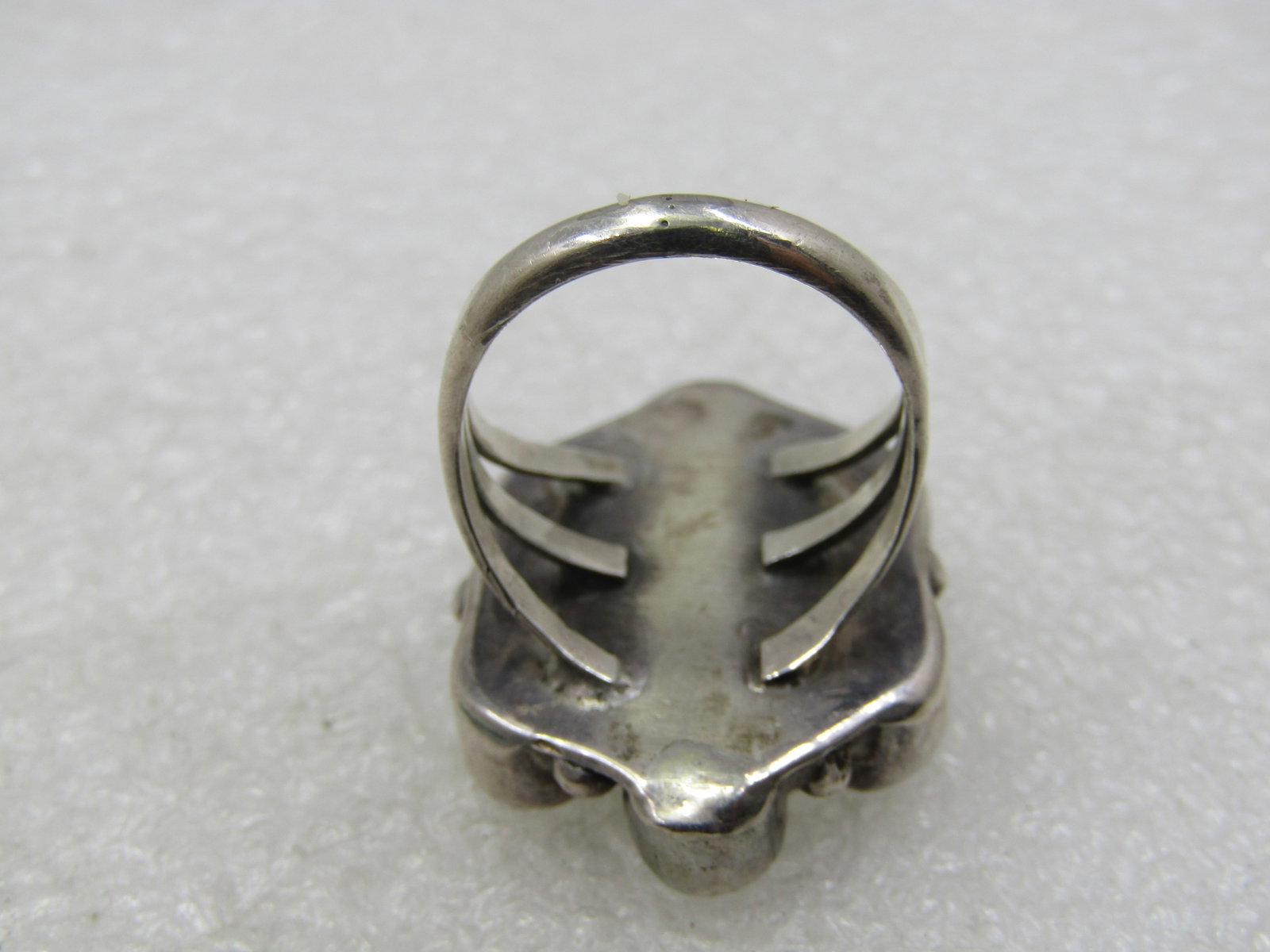 Vintage Sterling Southwestern Mother-of-Pearl, Ring, Cluster, Sz 7. Signed H - 6