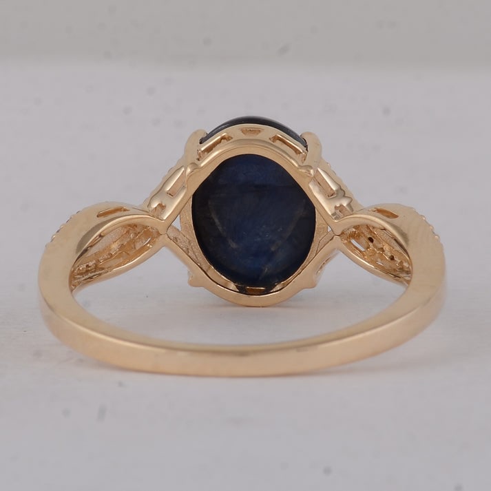 4.14 Ct Oval Sapphire 9K Gold Ring - 3