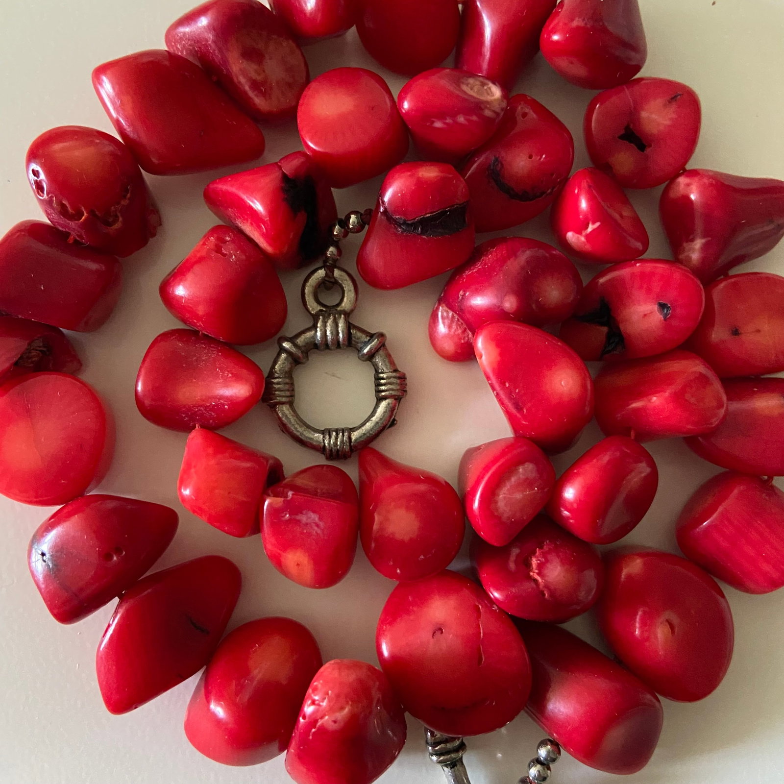 Antique Red Coral Statement Necklace Heavy - 11