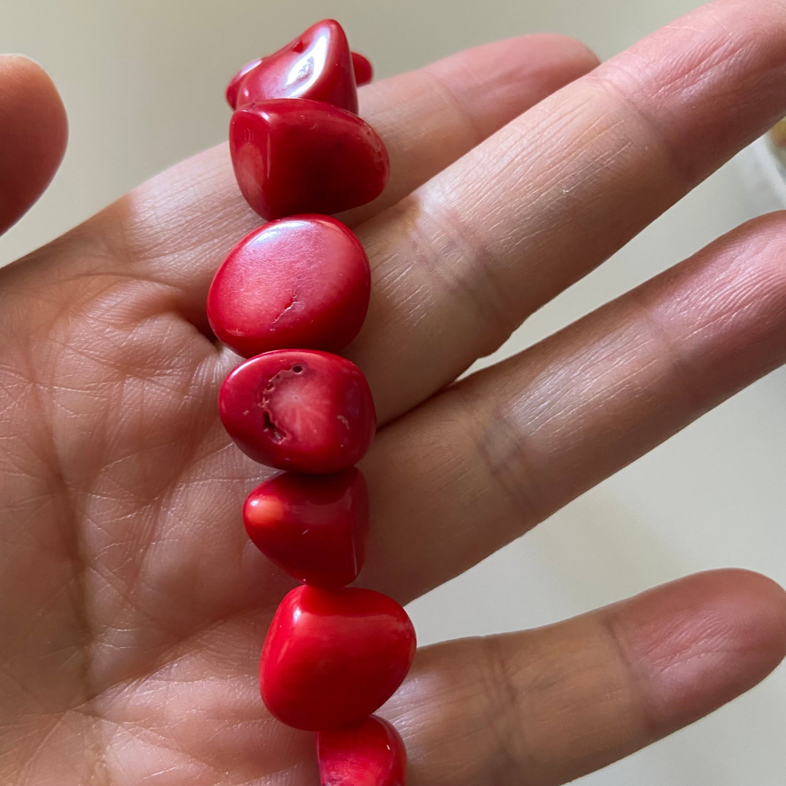 Antique Red Coral Statement Necklace Heavy - 5