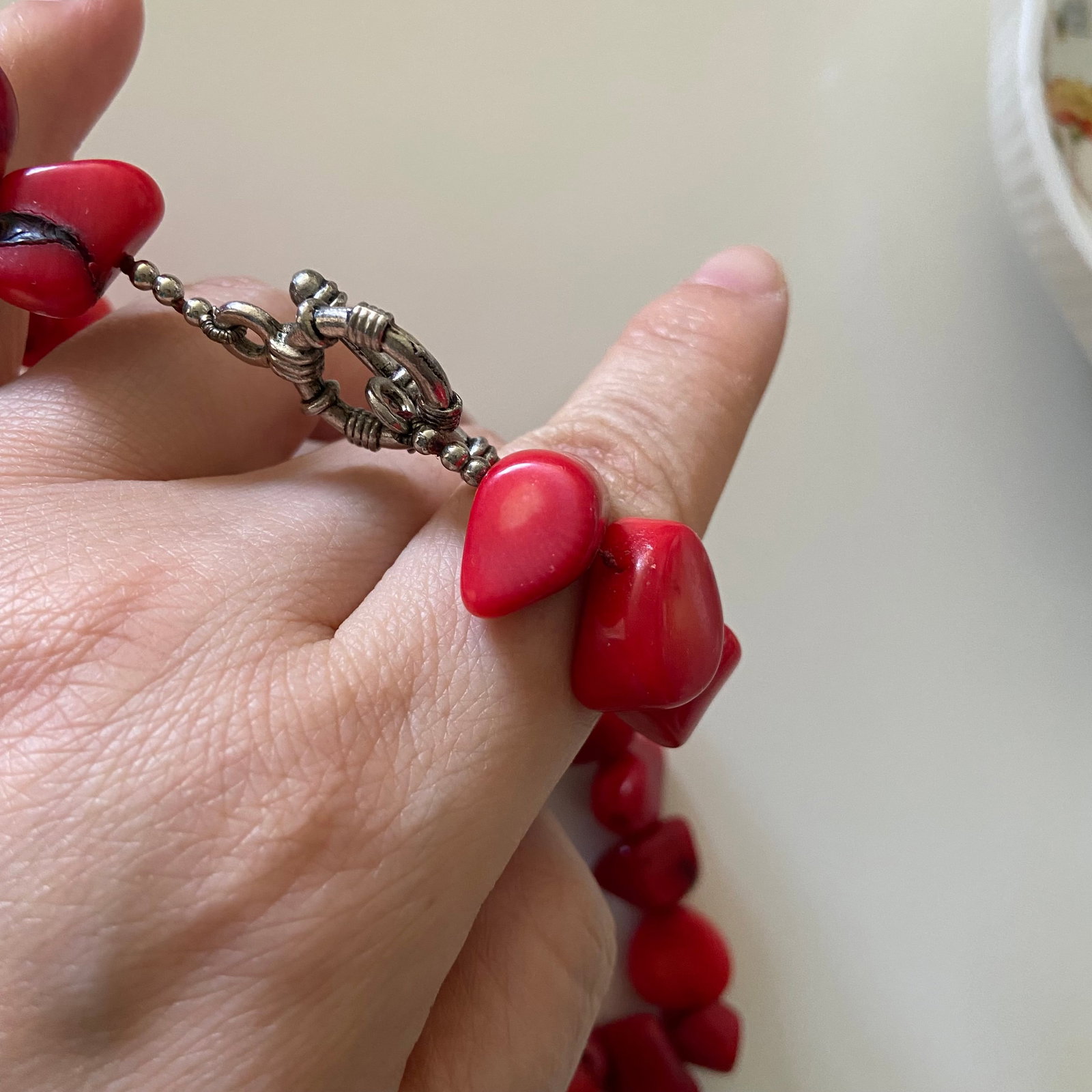 Antique Red Coral Statement Necklace Heavy - 6