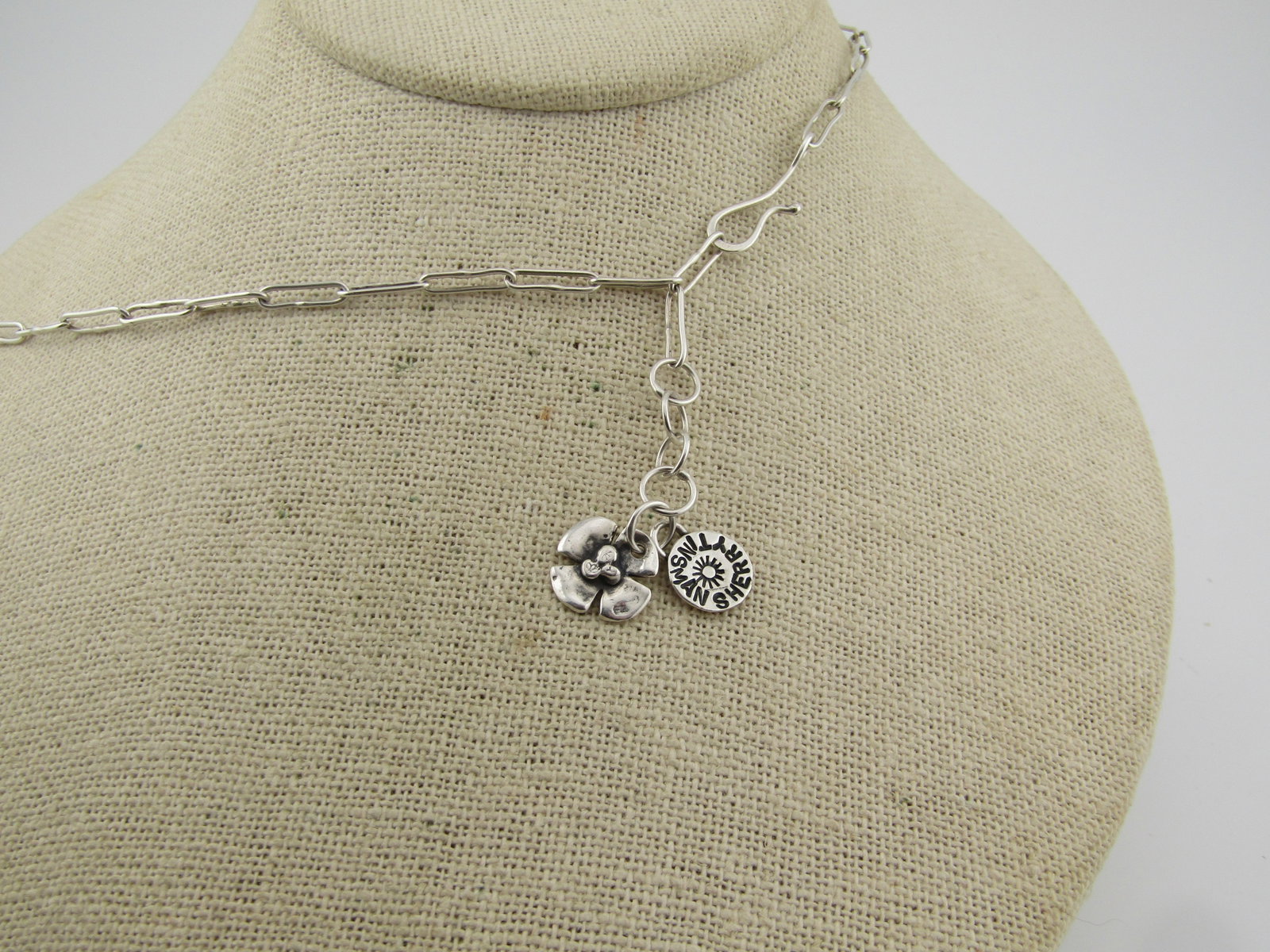 Sherry Tinsman Sterling Floral & Spiral Linked Necklace, 18". 2000-2020 - 5