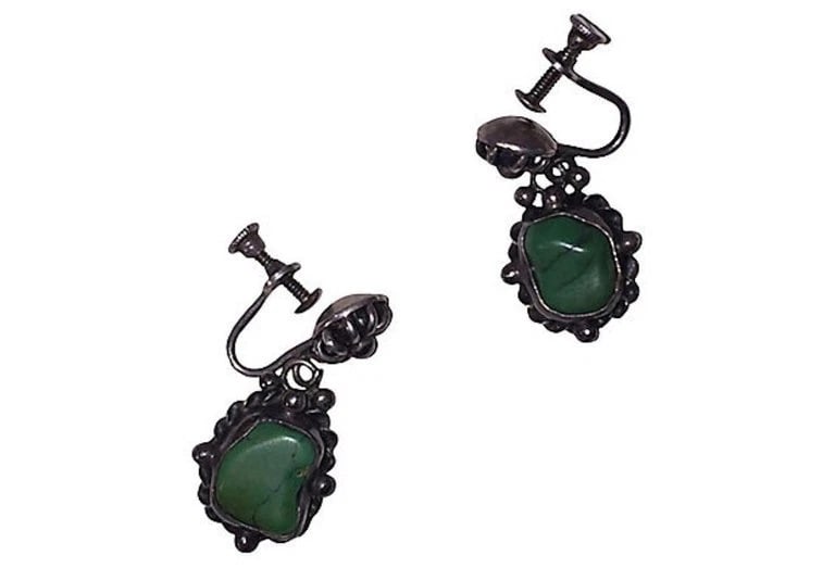 Chinese Sterling Silver Turquoise Drop Earrings - 3
