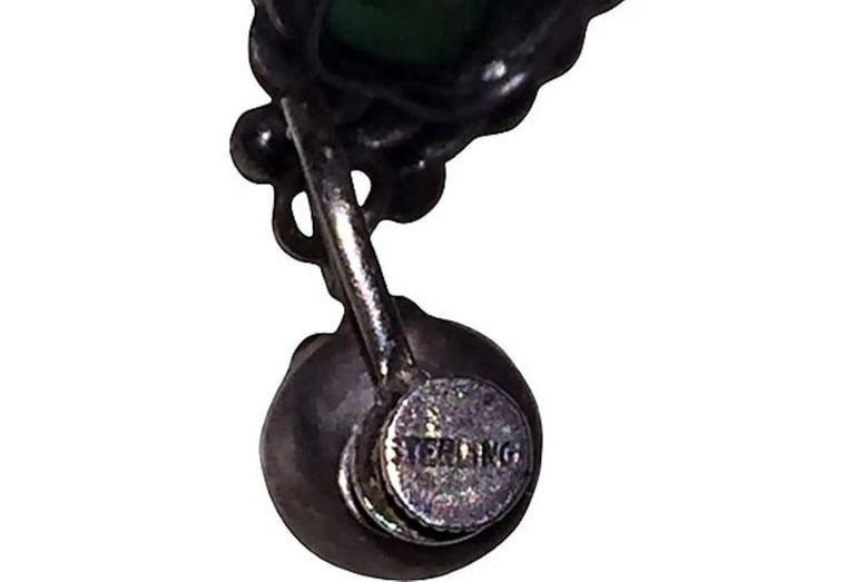 Chinese Sterling Silver Turquoise Drop Earrings - 7