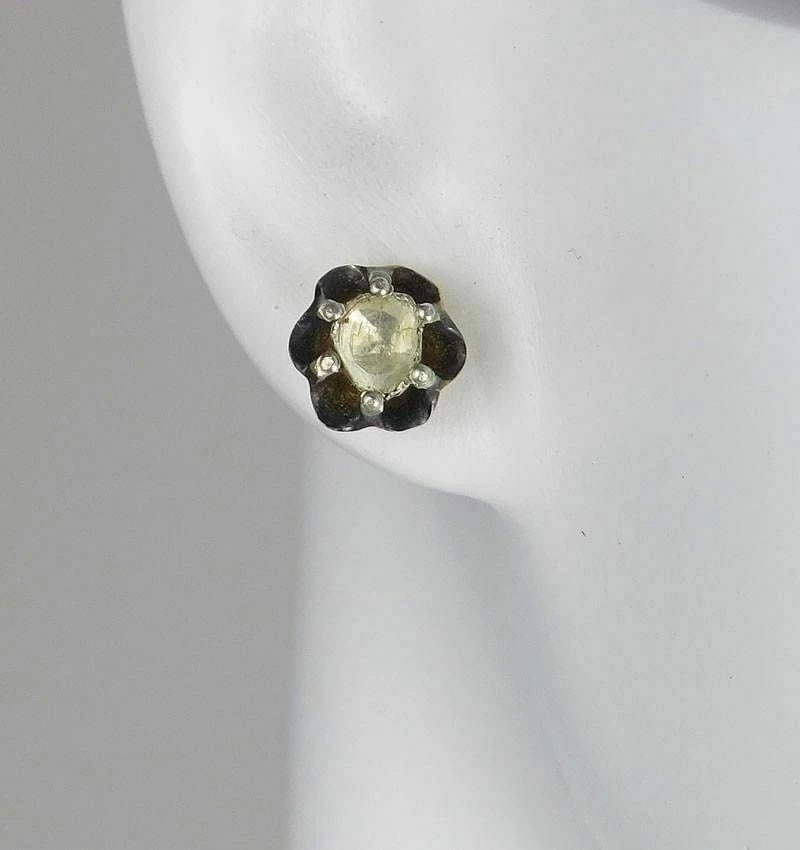 Victorian Rose Cut Diamond Stud Earrings - 3