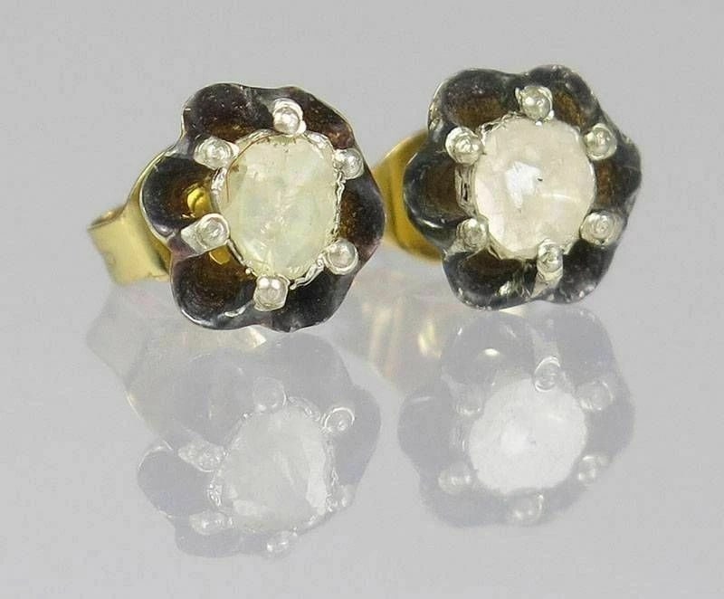 Victorian Rose Cut Diamond Stud Earrings - 4
