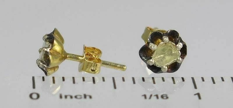 Victorian Rose Cut Diamond Stud Earrings - 6