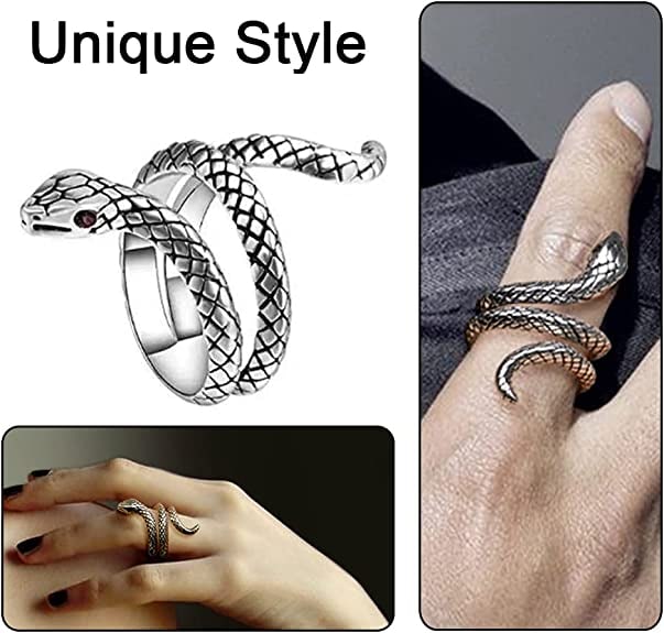 Vintage Snake 925 Silver Gothic Punk Ring - 3