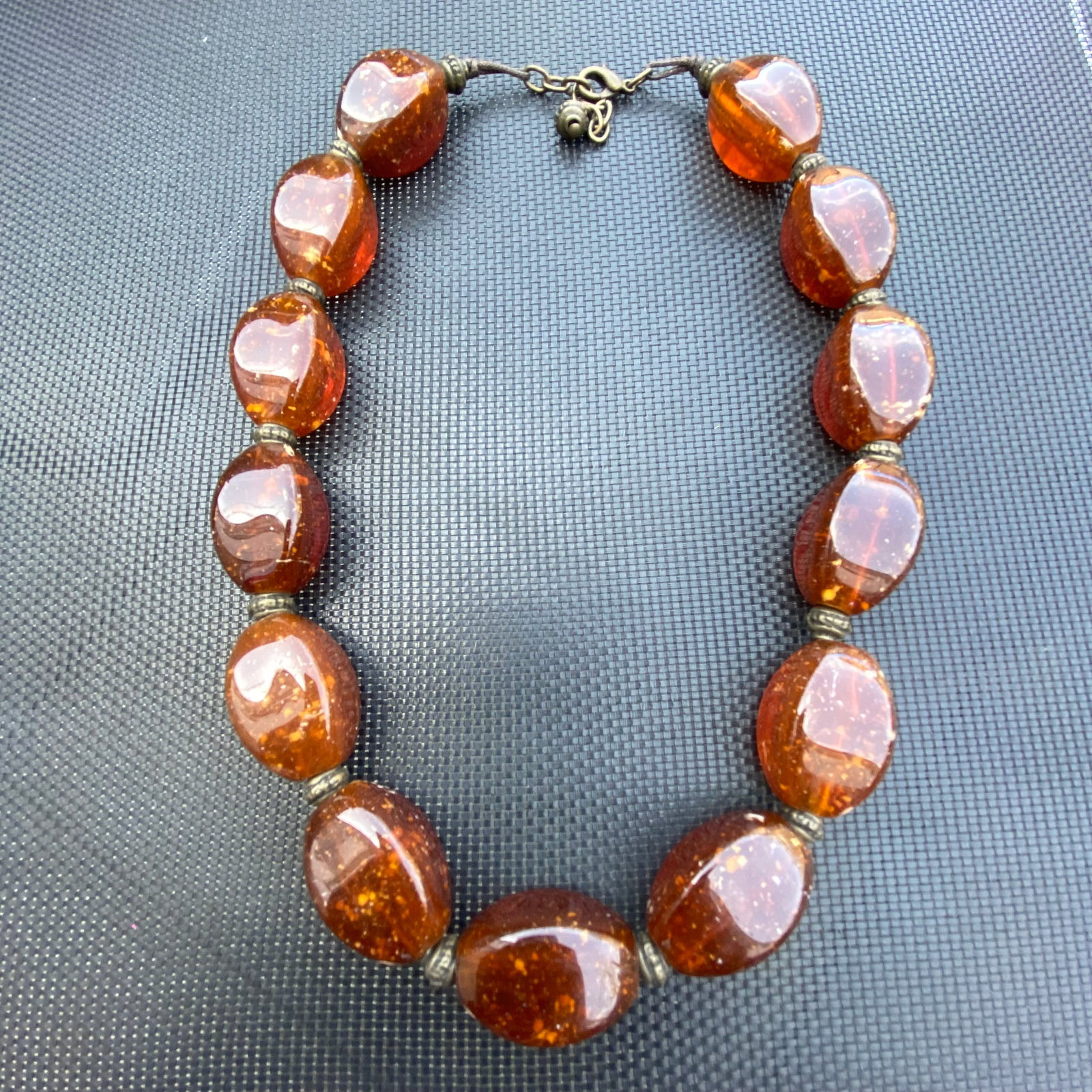 Vintage Chunk Amber Bakelite large Statement Necklace - 2