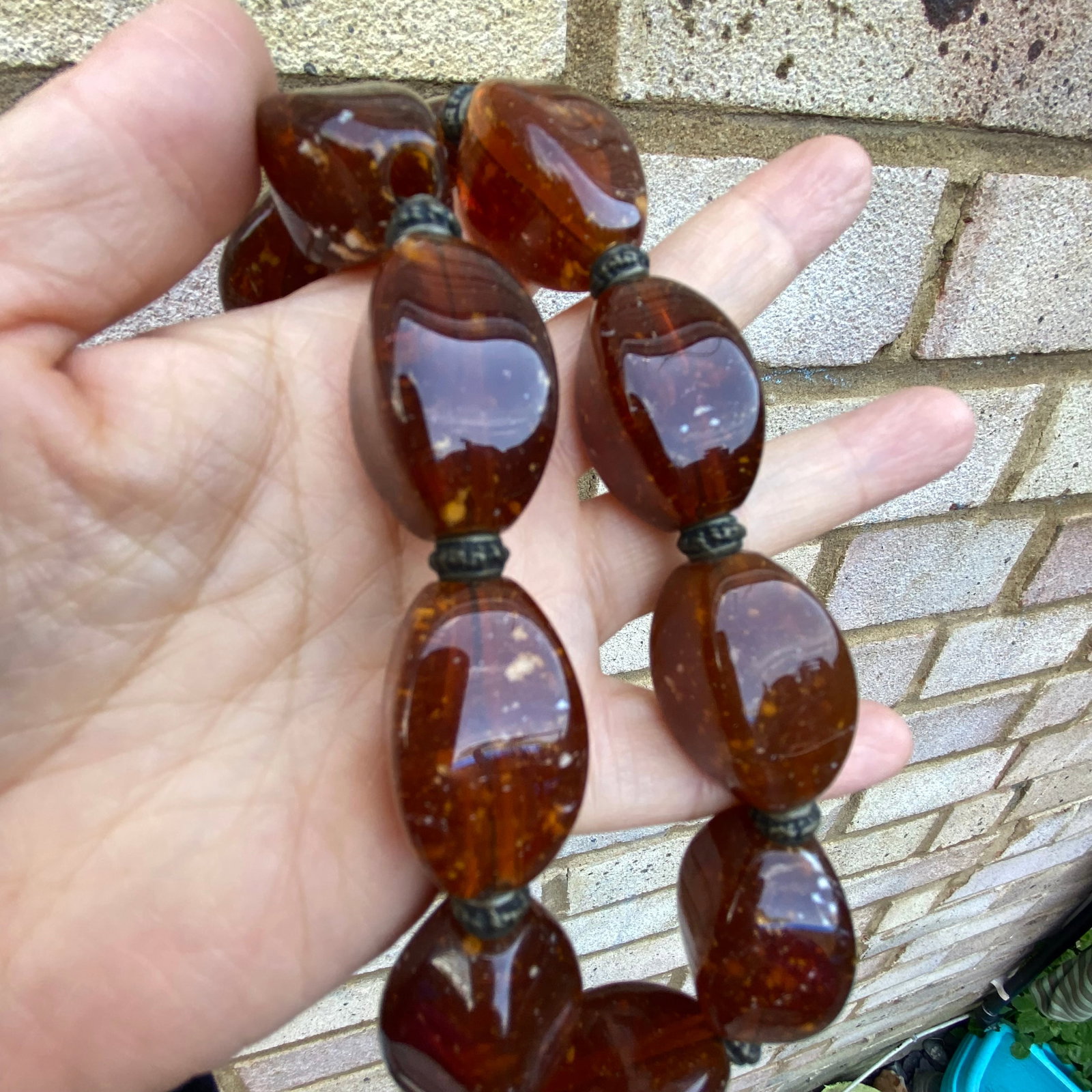 Vintage Chunk Amber Bakelite large Statement Necklace - 4