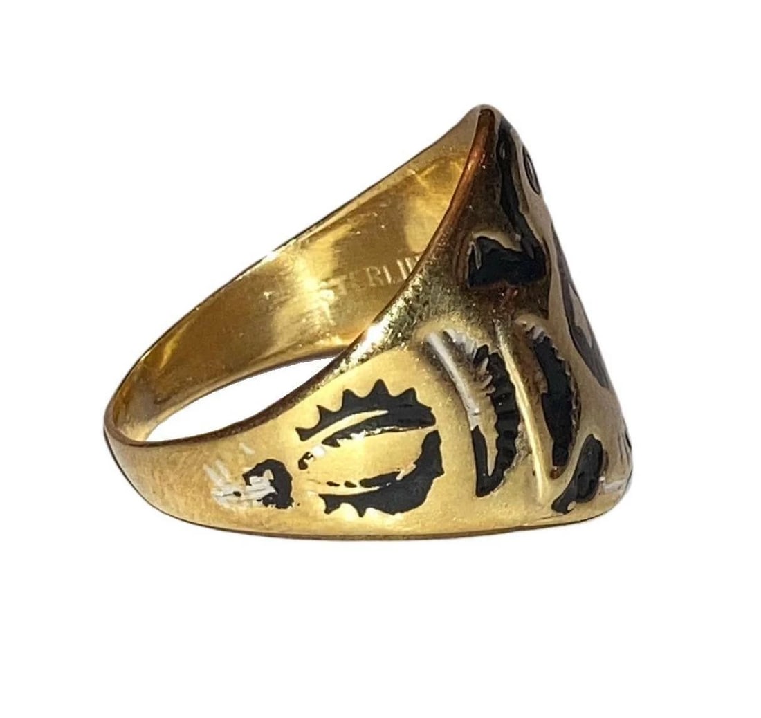 18 Gold Vermeil Sterling Tribal Inspired Thunderbird Ring Alberto Juan - 3