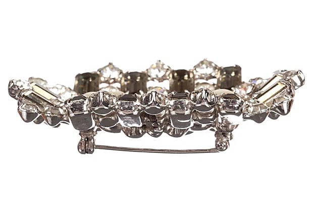 Rectangular Rhinestone & Simulated Pearl Pin - 3