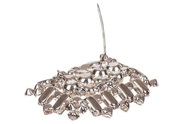Rectangular Rhinestone & Simulated Pearl Pin - 5