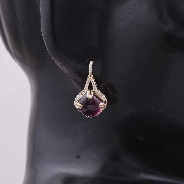 5.59 Ct Cushion Tourmaline 9K Gold Earrings - 2