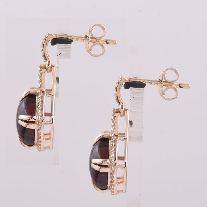 5.59 Ct Cushion Tourmaline 9K Gold Earrings - 4