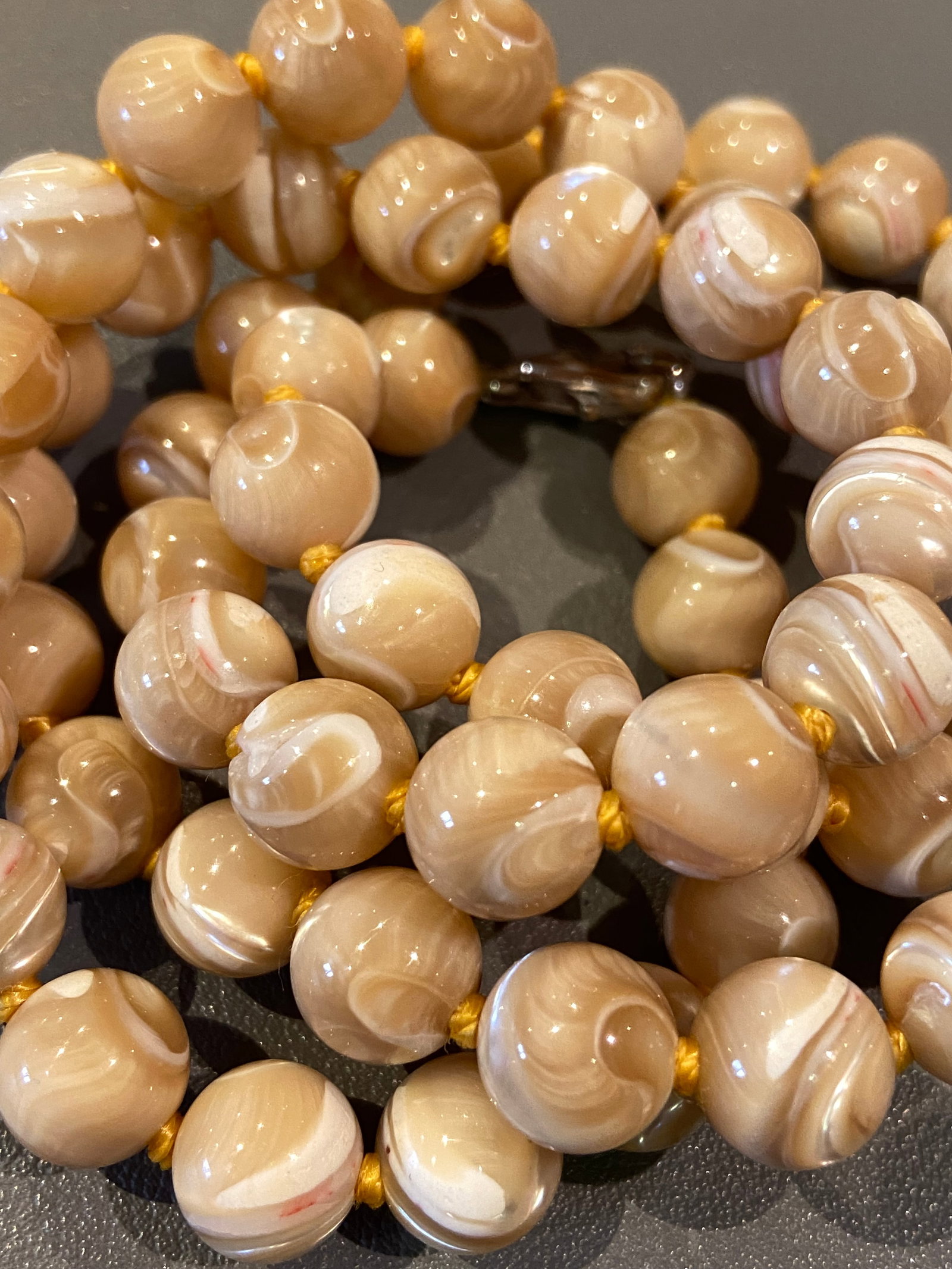 Antique Golden Tridacna Fossil Neptunian Beads Necklace - 5