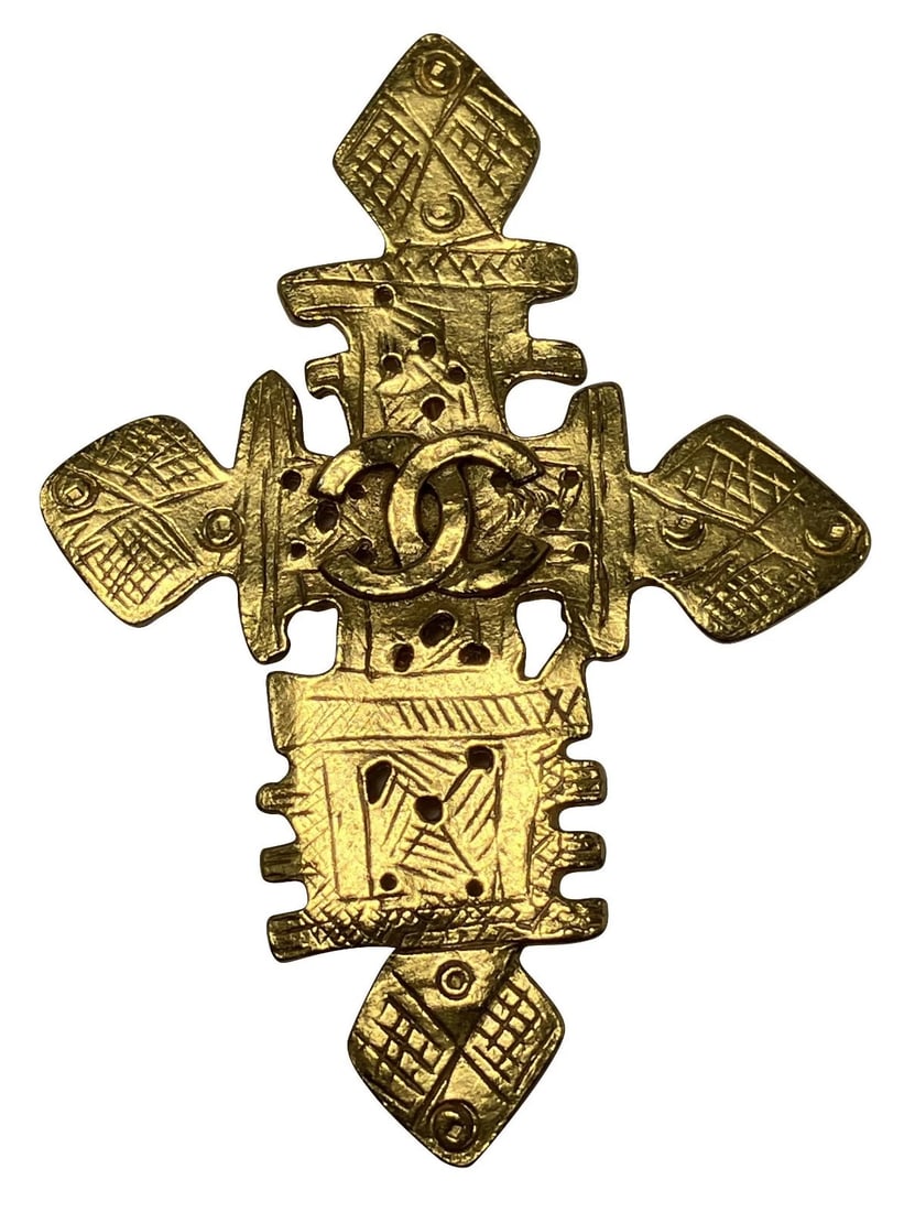 Vintage Chanel CC Coco Mark Cross Ethiopian Eastern Orthodox Pin Brooch - 2