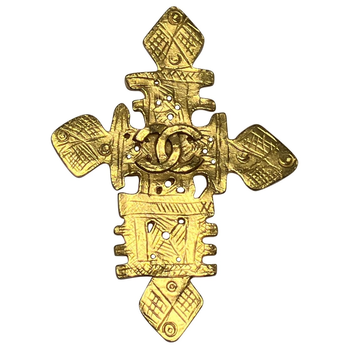 Vintage Chanel CC Coco Mark Cross Ethiopian Eastern Orthodox Pin Brooch - 3