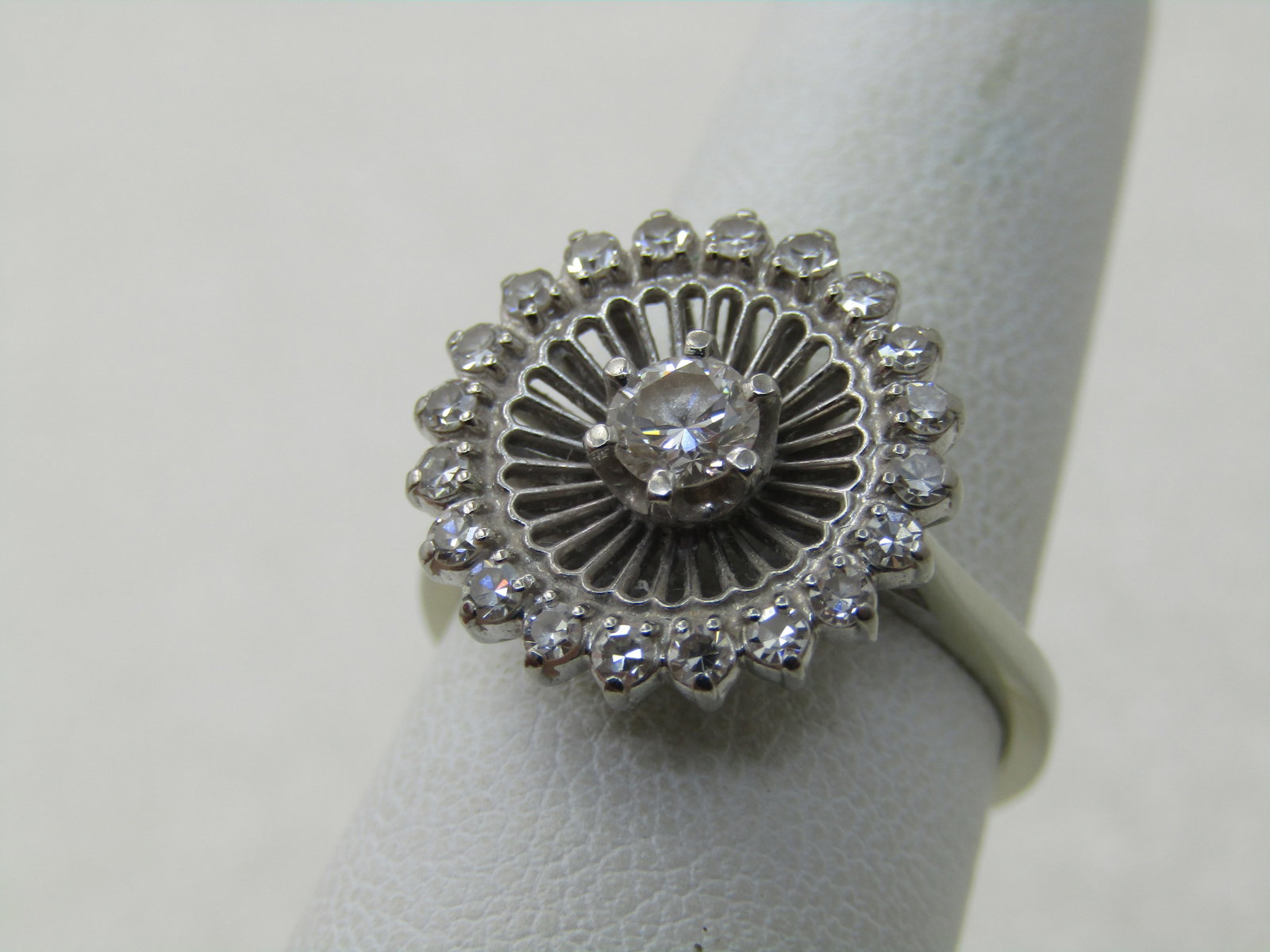 Vintage Jabel 18kt Diamond Halo Ring, Sz. 6.5, Early 1900's, .53 TCW - 2