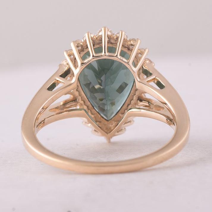 4.24 Ct Pear Tourmaline 9K Gold Ring - 3