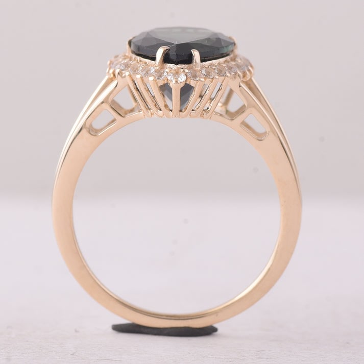 4.24 Ct Pear Tourmaline 9K Gold Ring - 4