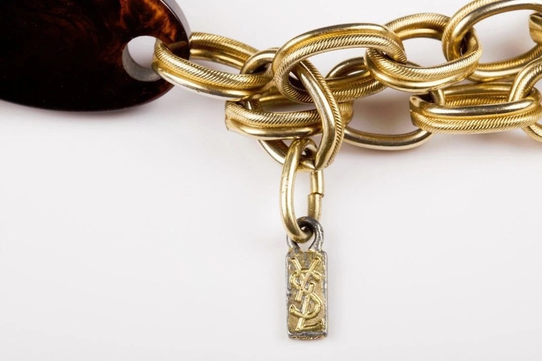 YSL Faux Tortoise Shell Lucite Necklace - 5