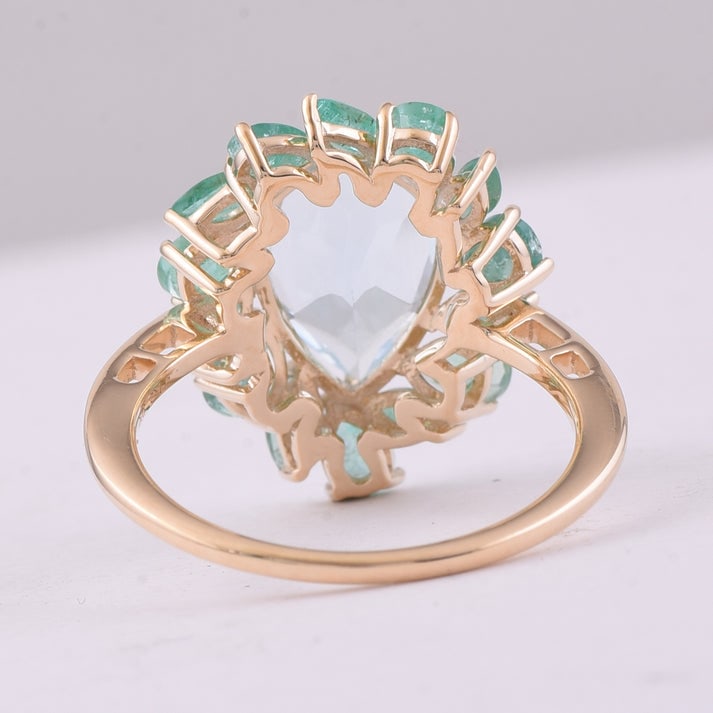 4.26 Ct Pear Aquamarine 9K Gold Ring - 3