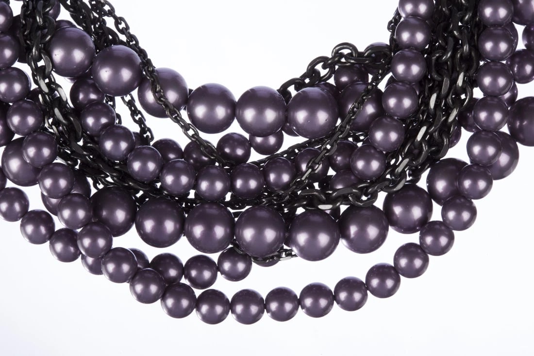 Lia Sophia Faux Purple Pearl Torsade Necklace with Enhancer - 4