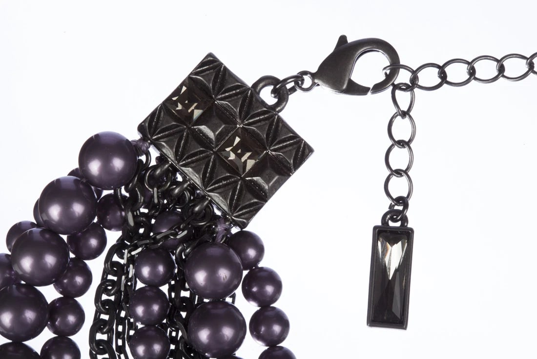Lia Sophia Faux Purple Pearl Torsade Necklace with Enhancer - 5