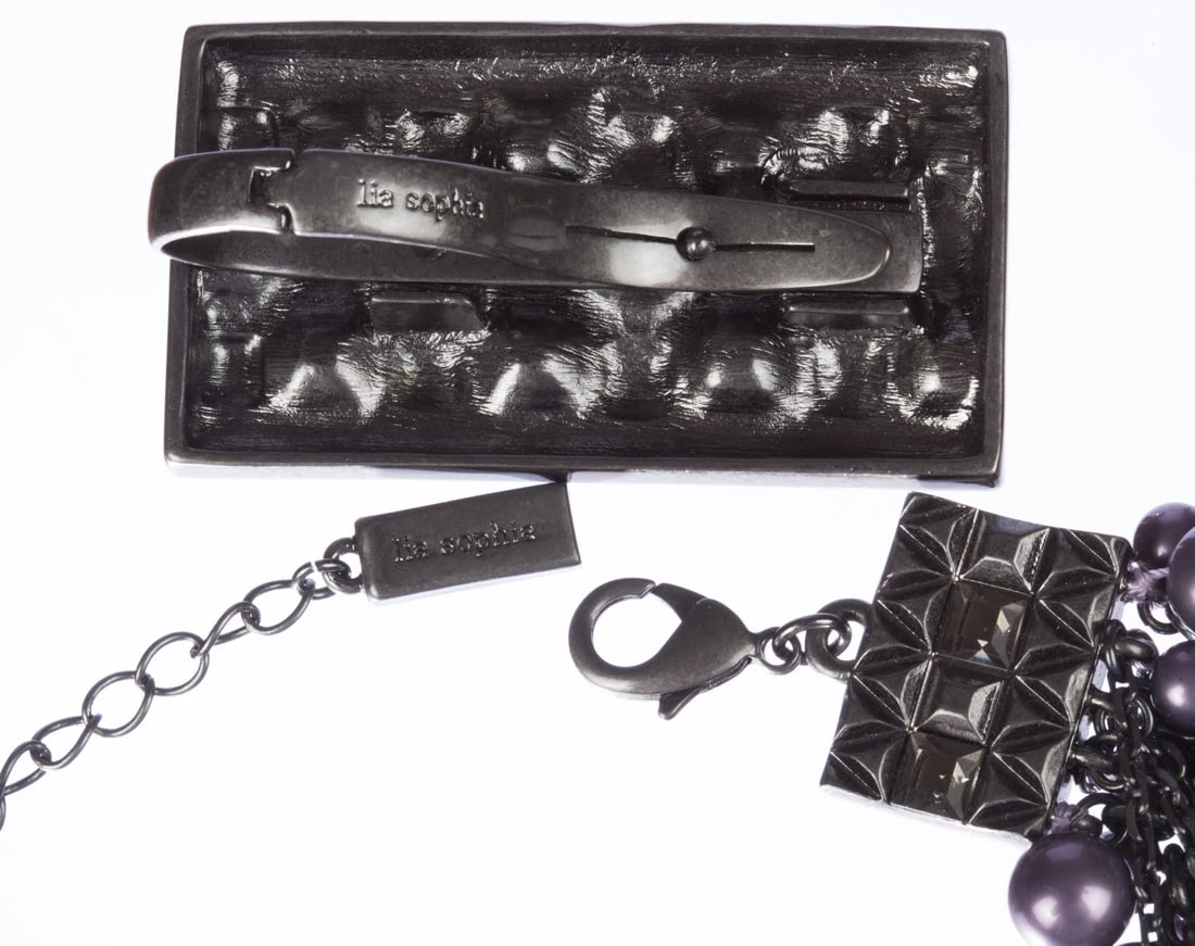 Lia Sophia Faux Purple Pearl Torsade Necklace with Enhancer - 7