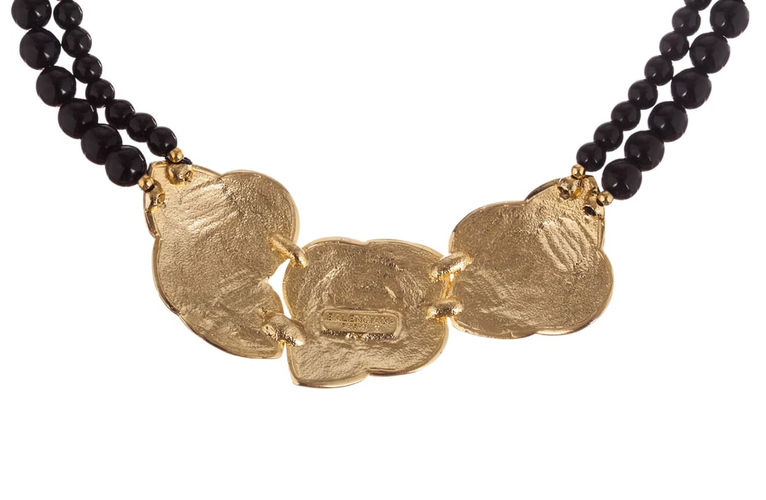 Balenciaga Black Enamel Flower Necklace - 6