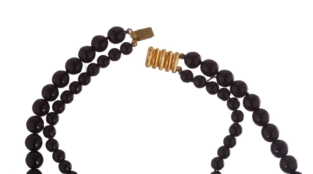 Balenciaga Black Enamel Flower Necklace - 7