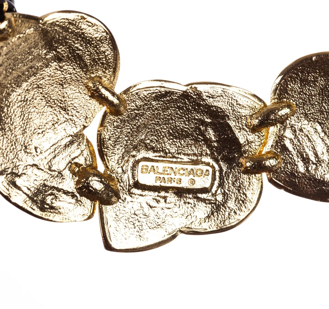 Balenciaga Black Enamel Flower Necklace - 8