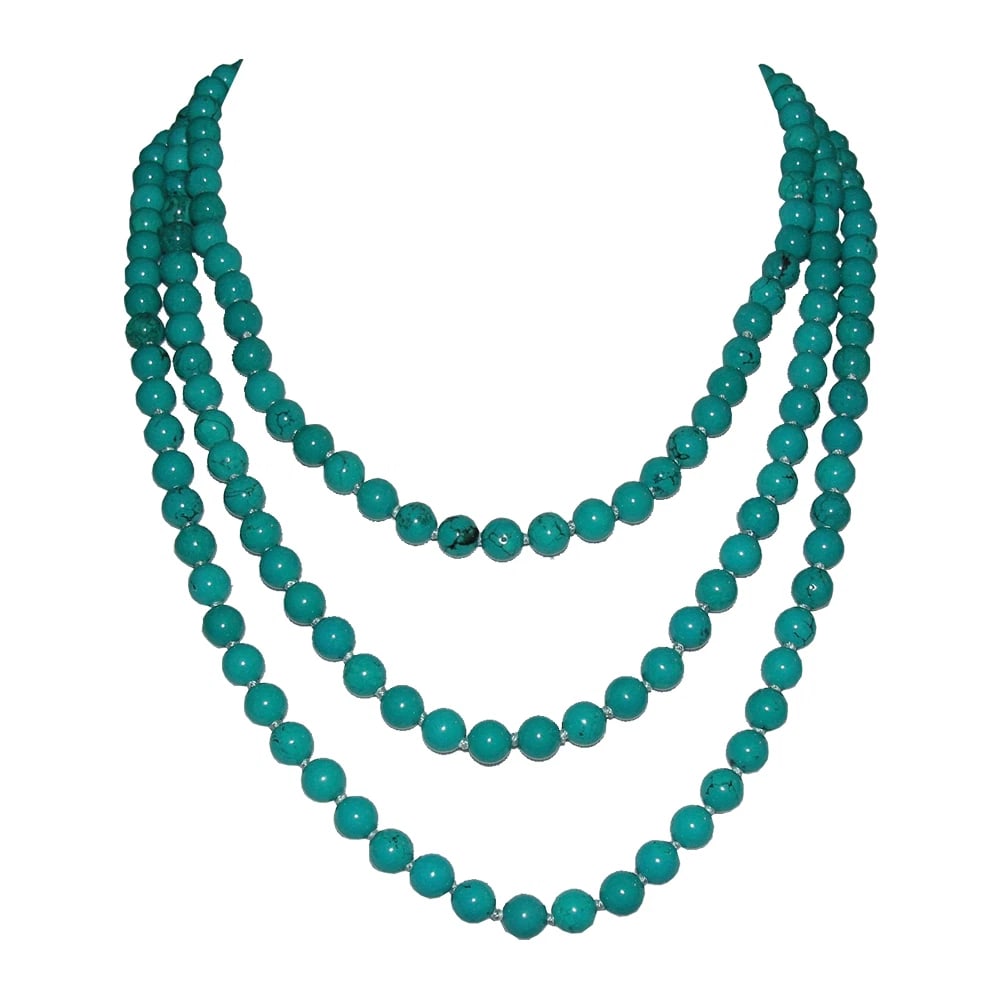 Turquoise Beaded Flapper Rope Necklace Alberto Juan - 3