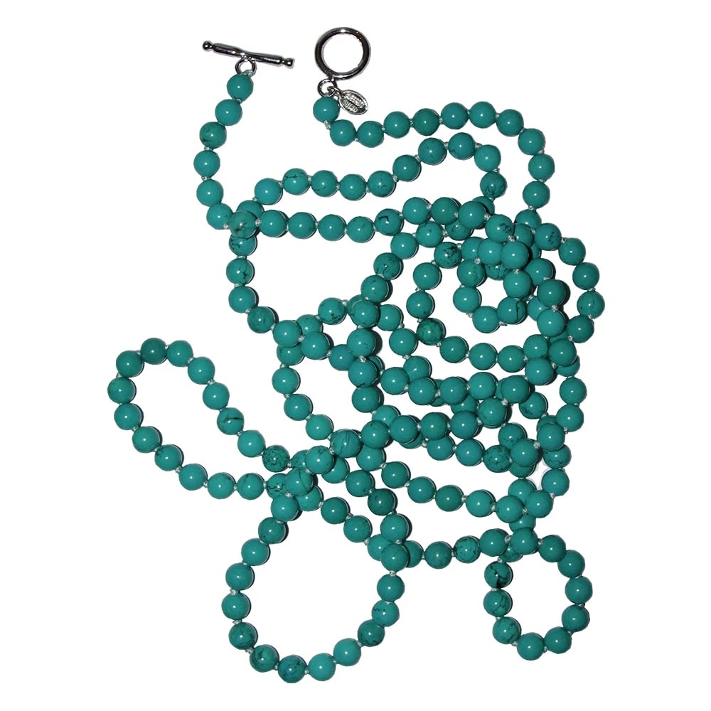 Turquoise Beaded Flapper Rope Necklace Alberto Juan - 5