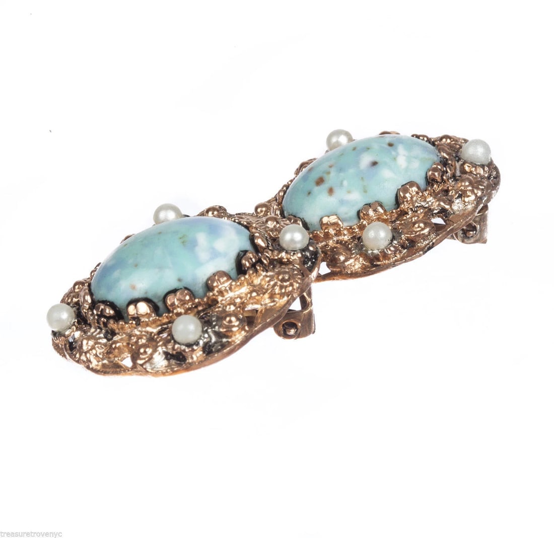 14 kt Rose Gold Plated Venetian Glass Turquoise Earrings Alberto Juan - 4