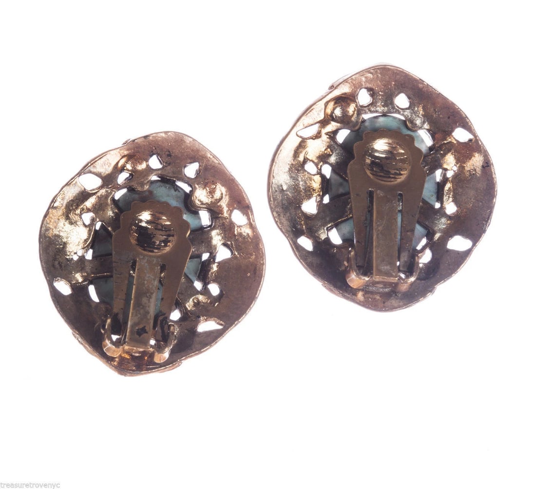 14 kt Rose Gold Plated Venetian Glass Turquoise Earrings Alberto Juan - 5