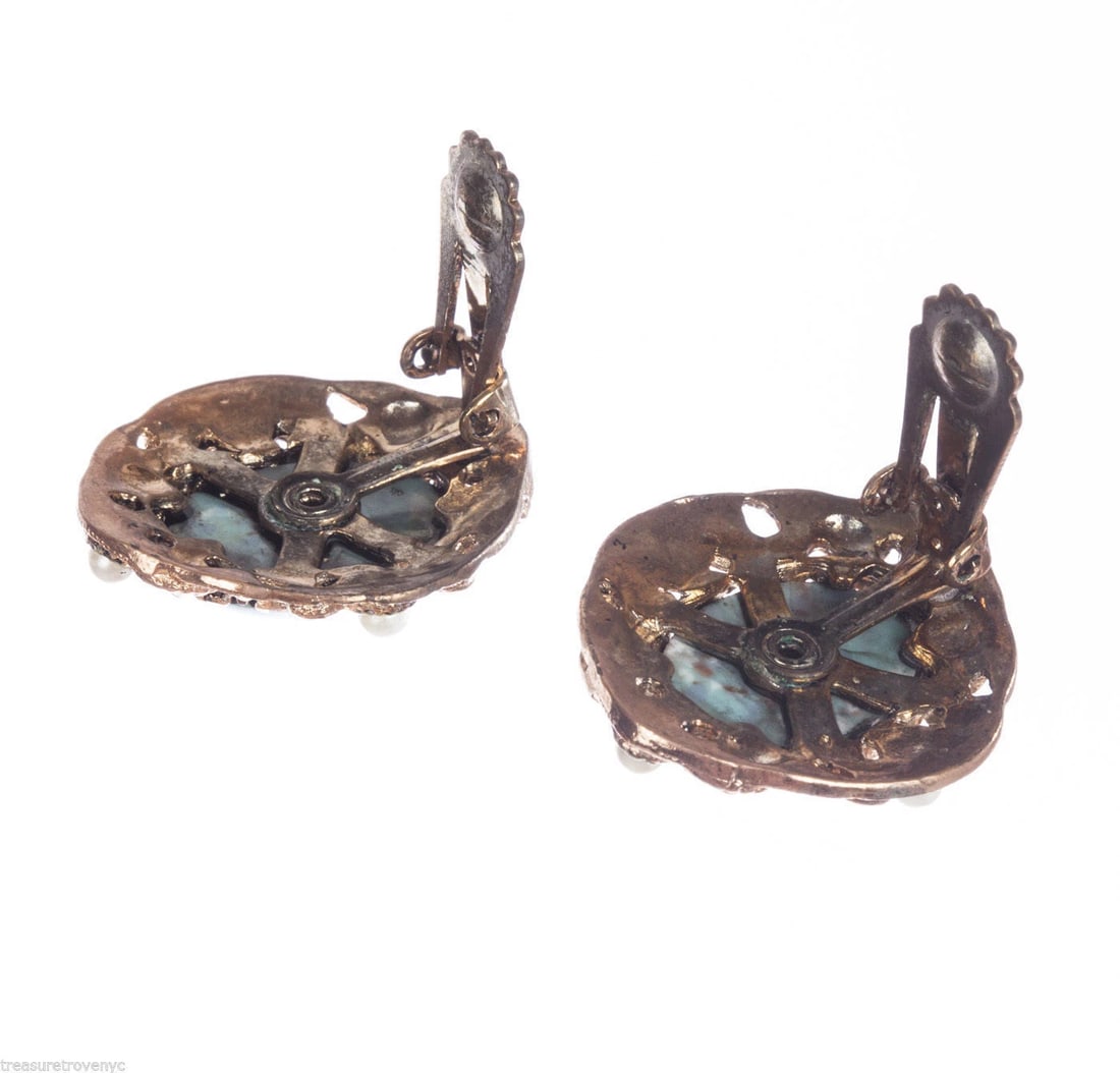 14 kt Rose Gold Plated Venetian Glass Turquoise Earrings Alberto Juan - 6