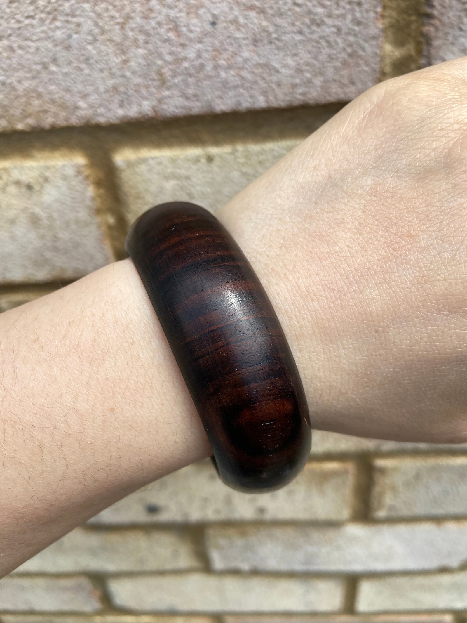 Natural Indian Cowhair Grain small leaf rosewood Bracelet 61mm inner - 10